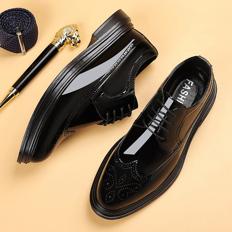 Oxford Shoes Brogue - Men's Patent Leather Brogue Dress Shoes