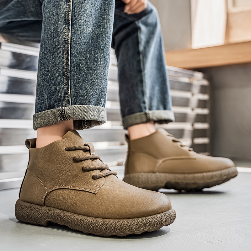 Fashion Men'S Boots - Men Ankle Boots Brown Short Boots