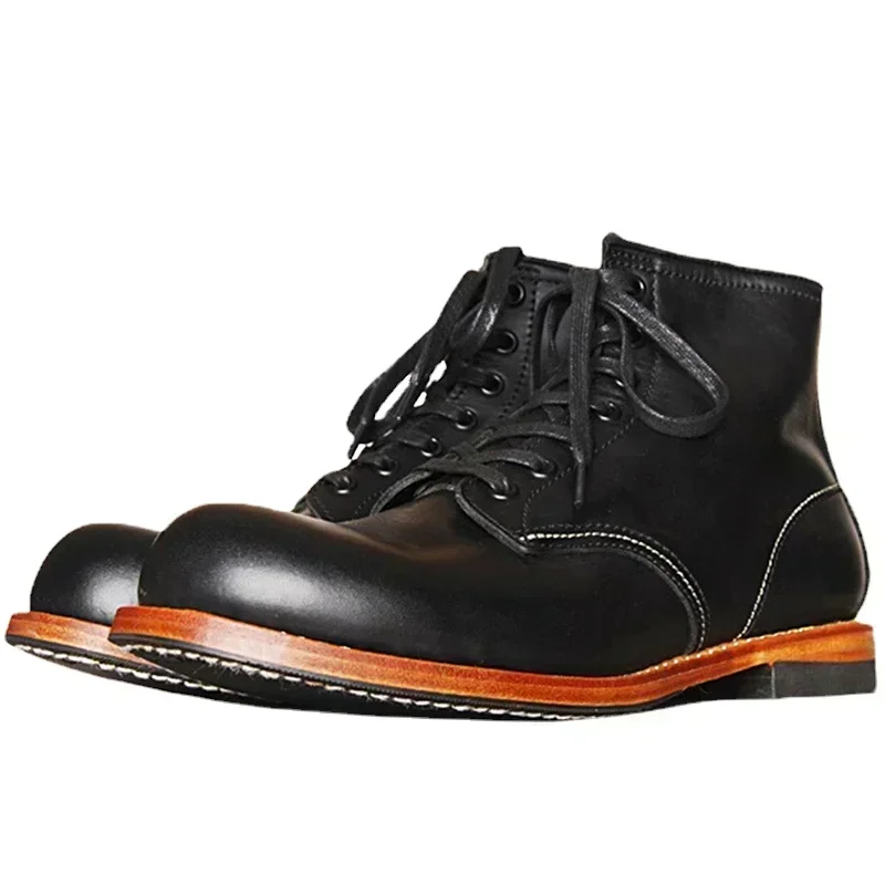 Men'S Fashion Old Money - Vintage Men Goodyear-Welted Genuine Leather Boots