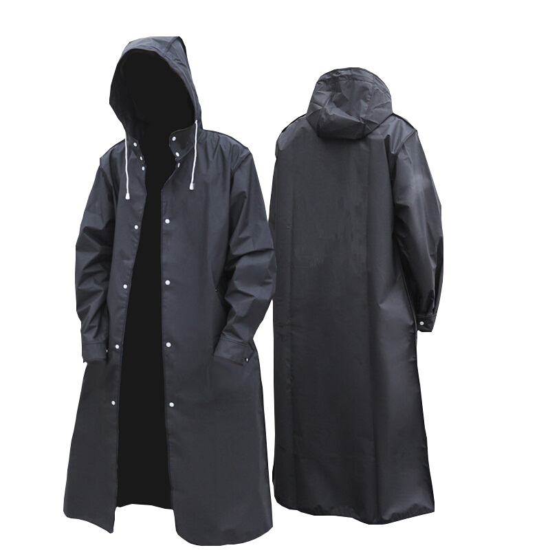 Mens Fashion Poncho - Black Fashion Adult Waterproof Long Raincoat