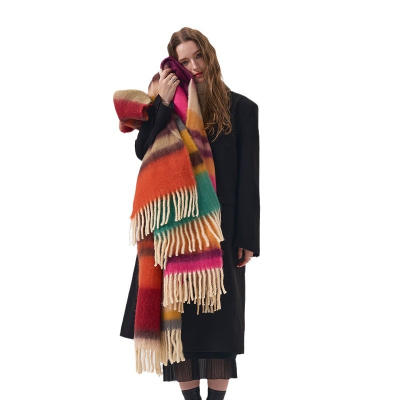 New Winter Rainbow Plaid Brush - Mens Fashion Poncho 评论和价格