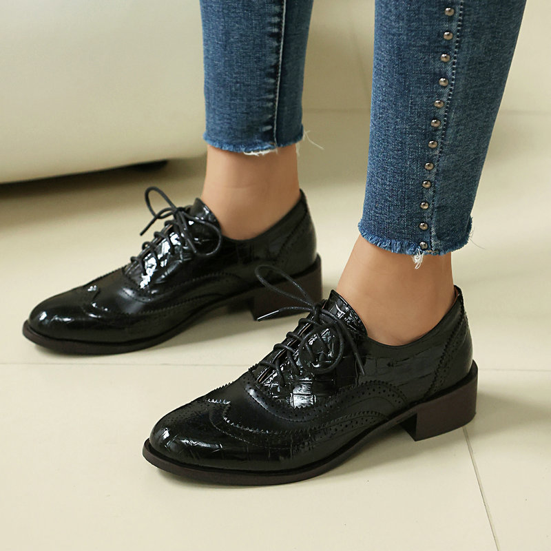 Women Stone Print Brogue Oxfor - Oxford Shoes Brogue 评论和价格