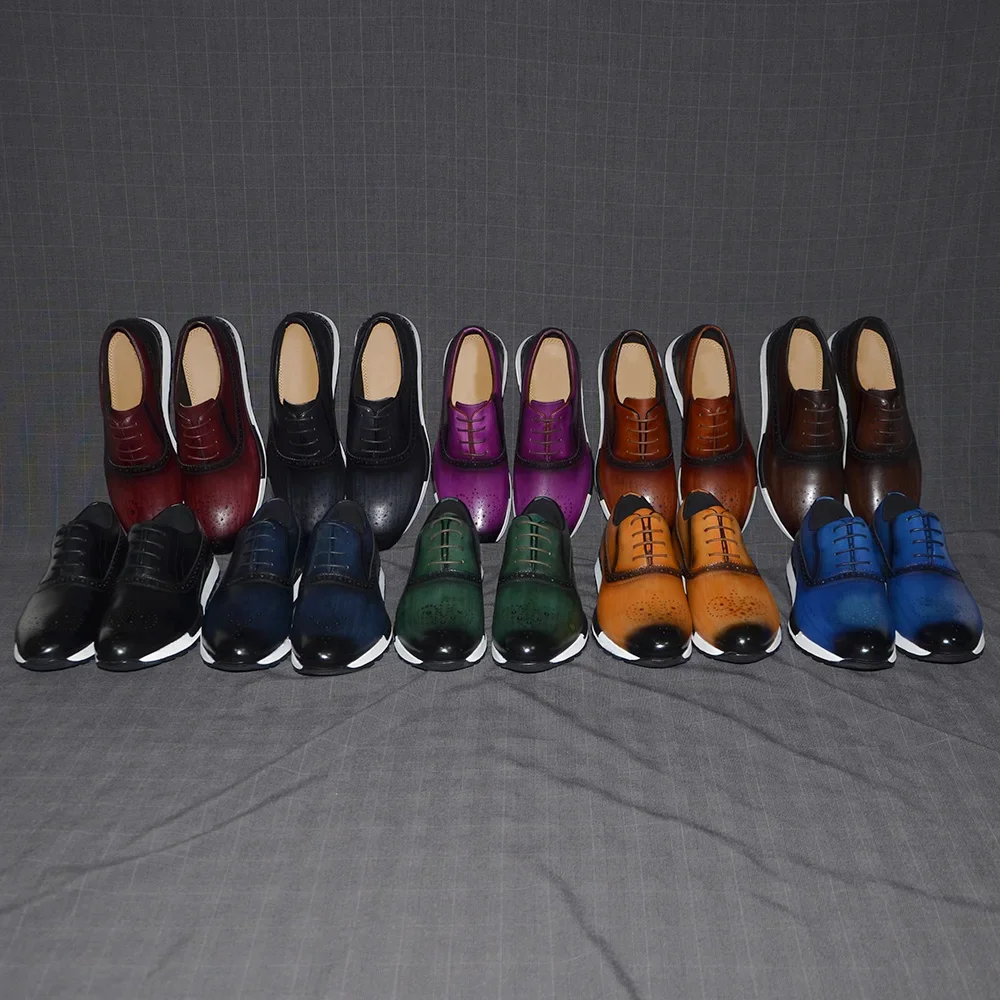10 Colors Handmade Genuine Lea - Oxford Shoes Brogue 评论和价格