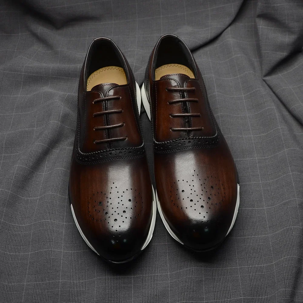 10 Colors Handmade Genuine Lea - Oxford Shoes Brogue 评论和价格