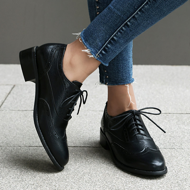 Brogue Oxford Shoes Women Lace - Oxford Shoes Brogue 评论和价格