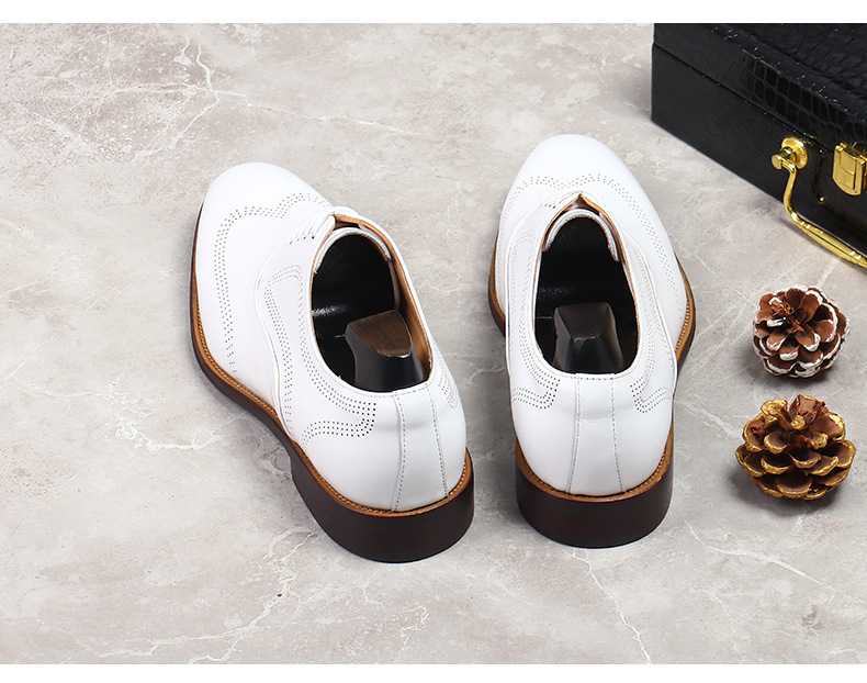 White Concise Wear-Resistant G - Oxford Shoes Brogue 评论和价格