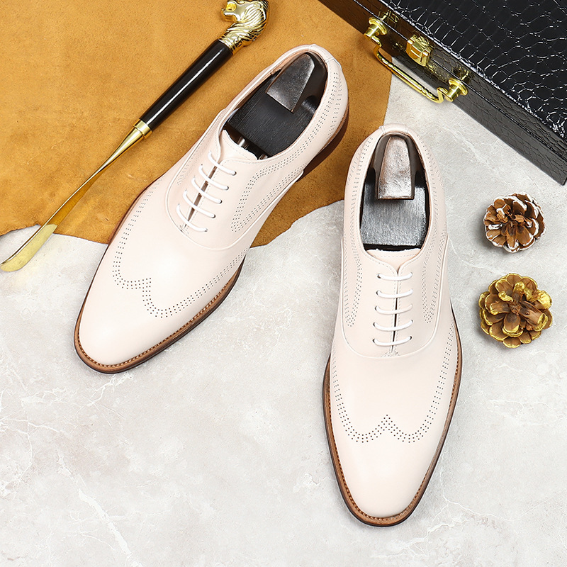 White Concise Wear-Resistant G - Oxford Shoes Brogue 评论和价格