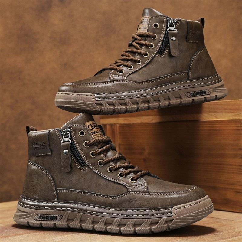 Men Leather High Top Ankle Boo - Fashion Men'S Boots 评论和价格