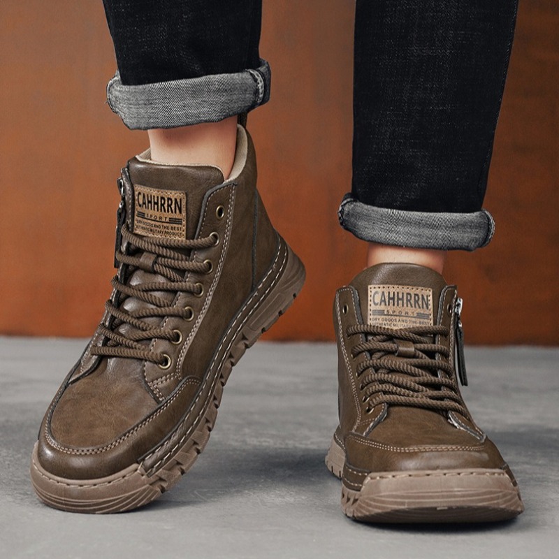 Men Leather High Top Ankle Boo - Fashion Men'S Boots 评论和价格