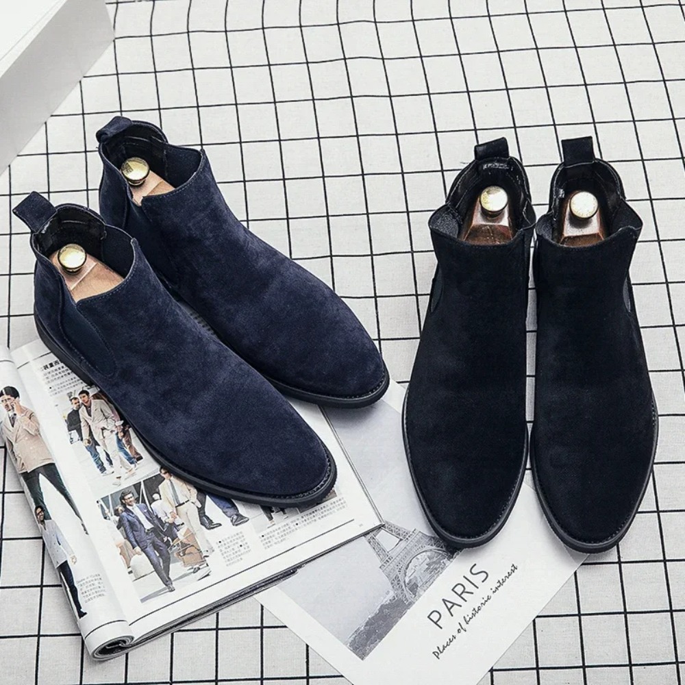 Chelsea Boots Men Blue Faux Su - Fashion Men'S Boots 评论和价格