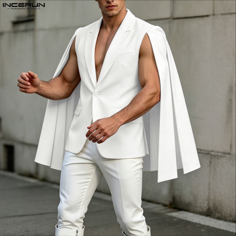 INCERUN Men's Irregular Blazer - Mens Fashion Poncho 评论和价格