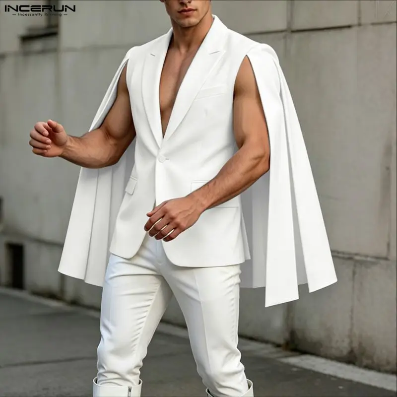 INCERUN Men's Irregular Blazer - Mens Fashion Poncho 评论和价格