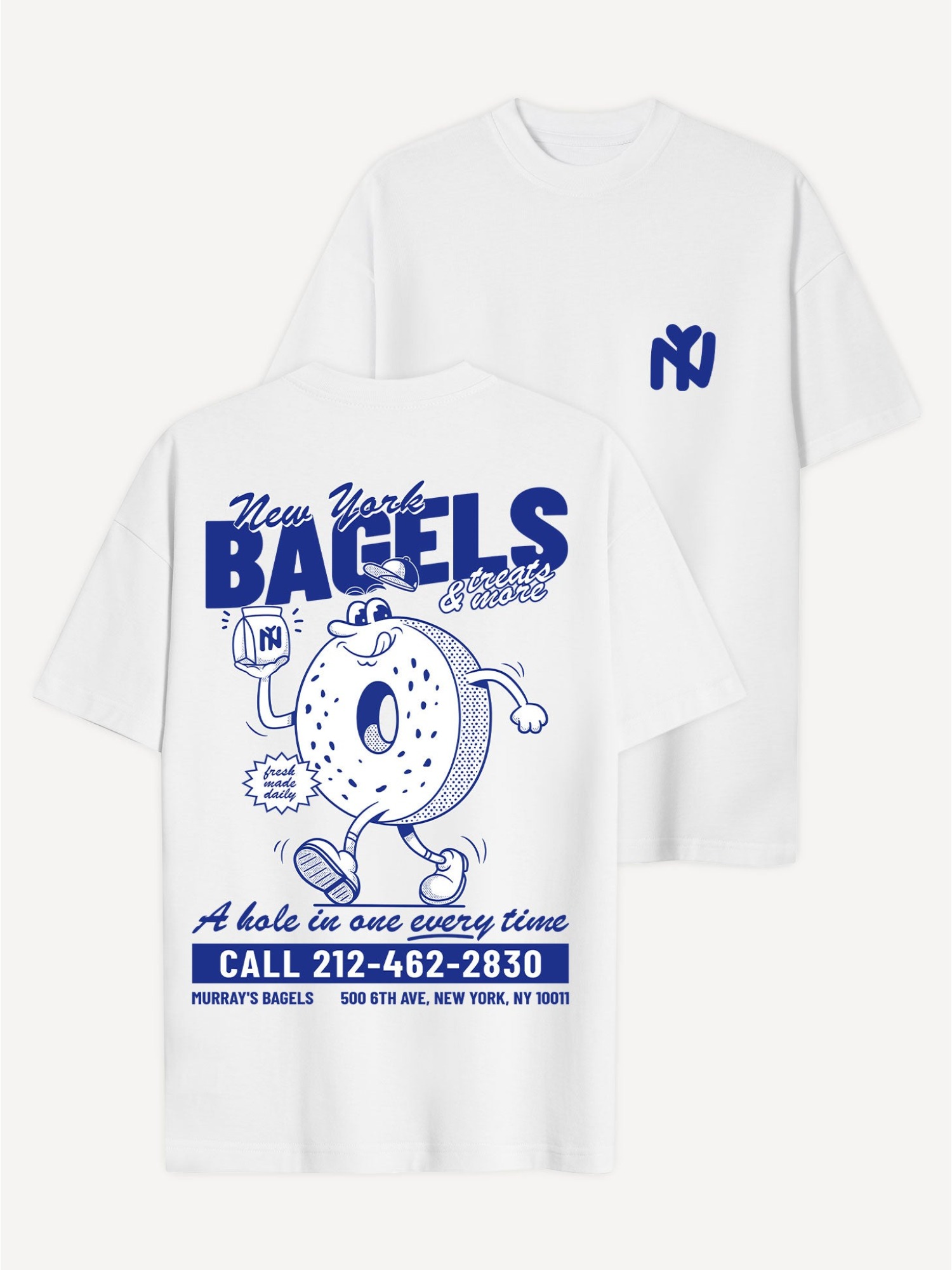 New York Bagels Retro Cartoon  - Men'S Fashion Nyc 评论和价格