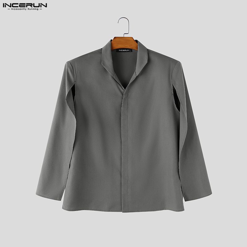INCERUN Men's Shirt Solid Colo - Mens Fashion Poncho 评论和价格