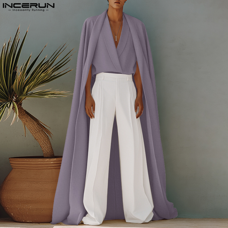 INCERUN Men Long Style Shirt S - Mens Fashion Poncho 评论和价格