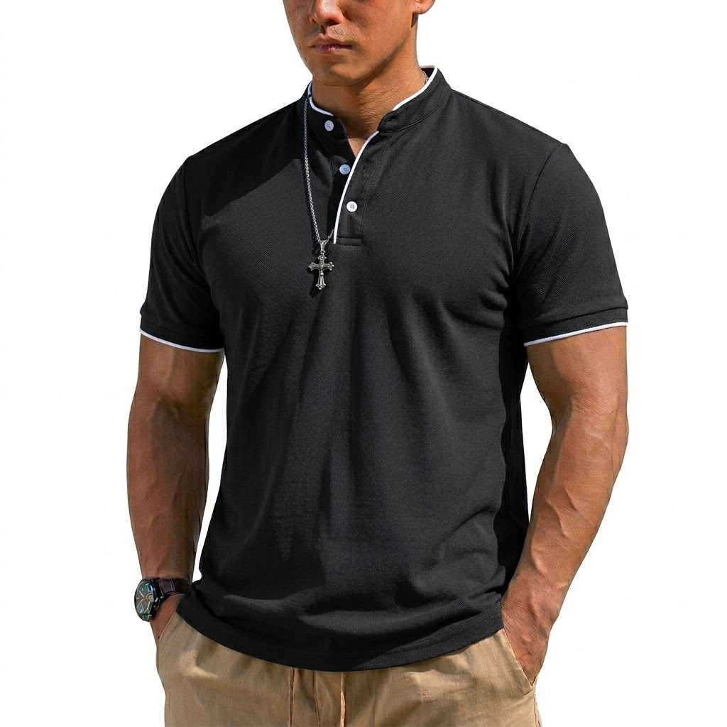 Summer Short Sleeve Henley Shi - Men'S Fashion 2025 评论和价格