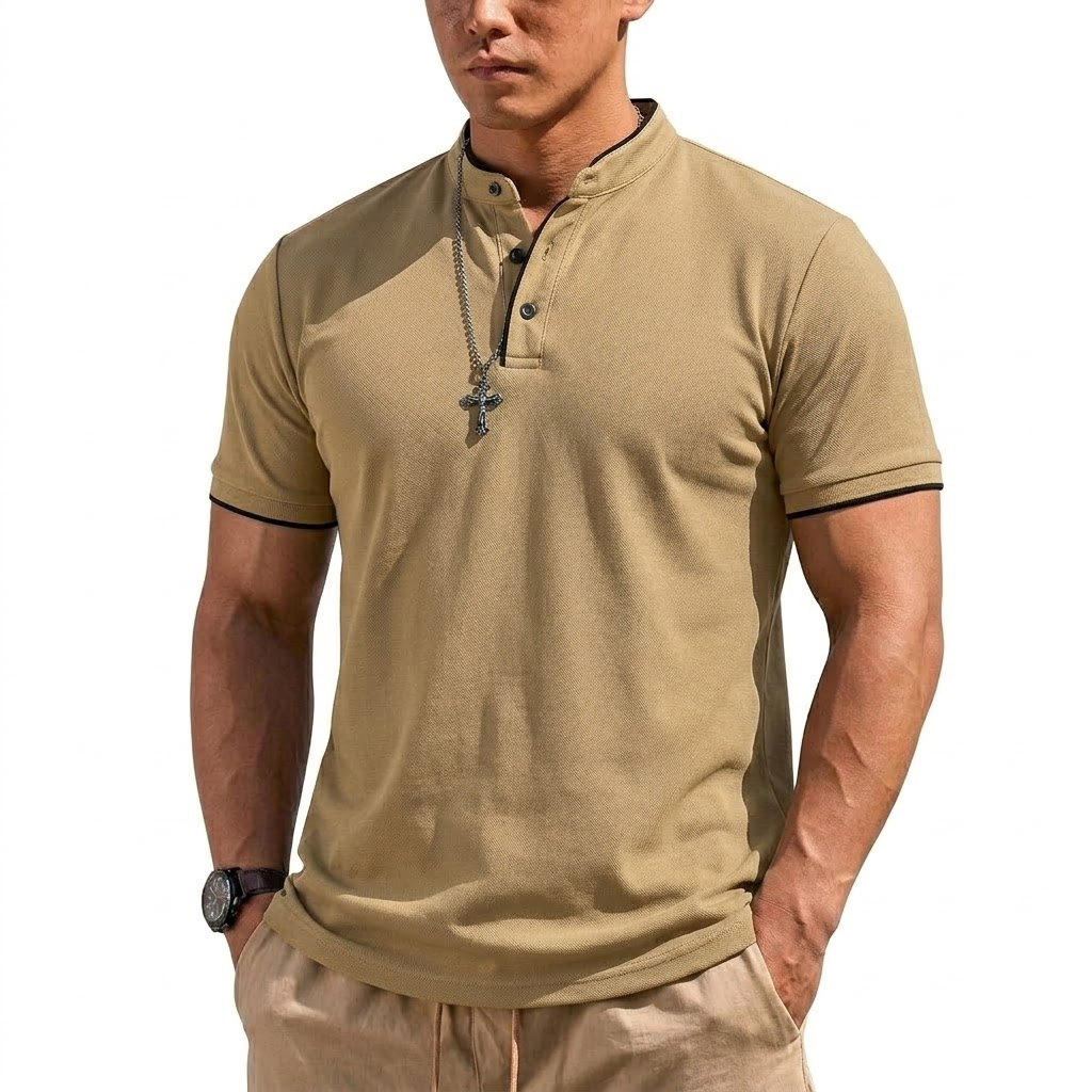 Summer Short Sleeve Henley Shi - Men'S Fashion 2025 评论和价格