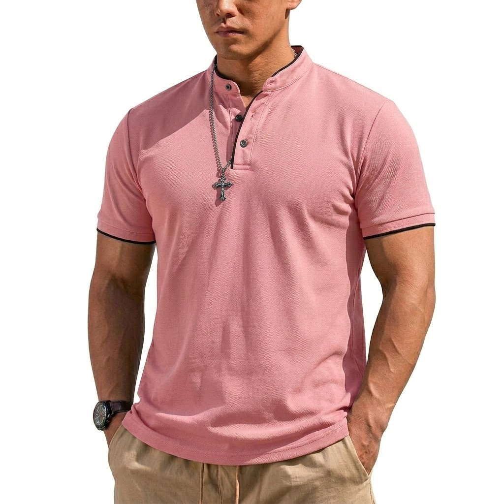 Summer Short Sleeve Henley Shi - Men'S Fashion 2025 评论和价格