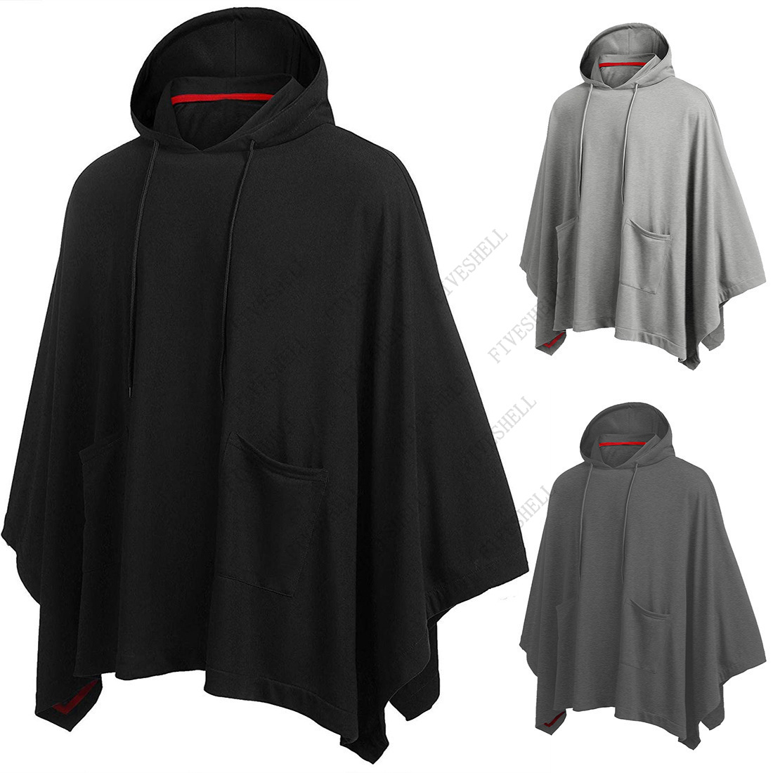 Unisex Casual Hooded Poncho Ca - Mens Fashion Poncho 评论和价格