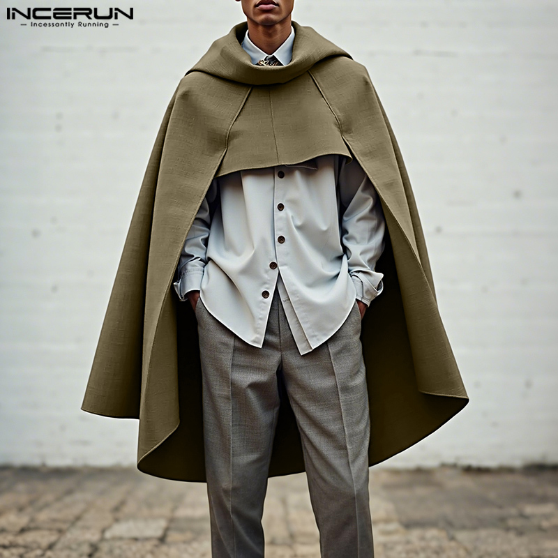 INCERUN Men Cloak Cape Solid C - Mens Fashion Poncho 评论和价格