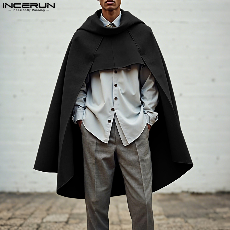 INCERUN Men Cloak Cape Solid C - Mens Fashion Poncho 评论和价格