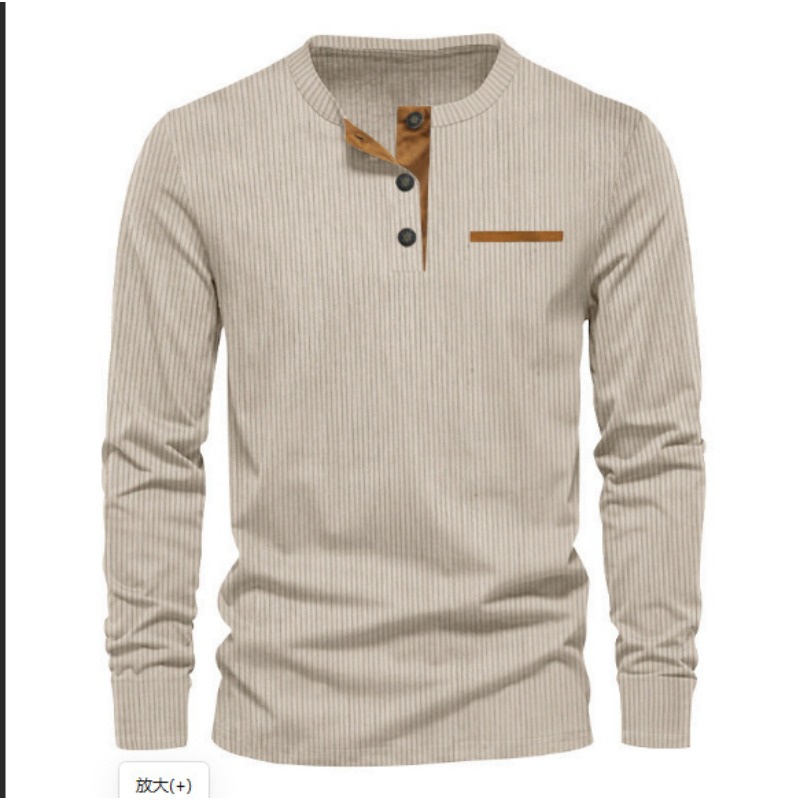 Men's Corduroy Henley Neck Lon - Men'S Fashion 2025 评论和价格