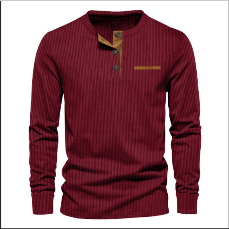 Men's Corduroy Henley Neck Lon - Men'S Fashion 2025 评论和价格