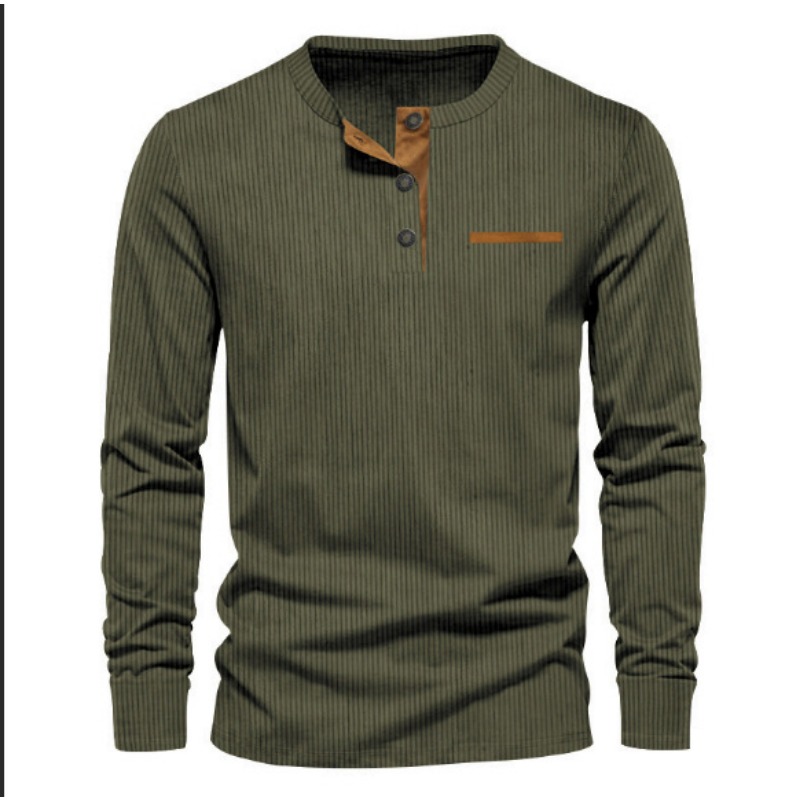 Men's Corduroy Henley Neck Lon - Men'S Fashion 2025 评论和价格